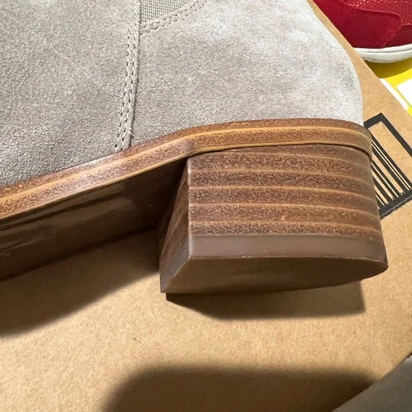 Marc Fisher Light Gray Suede Ankle Booties - Picture 3 of 5